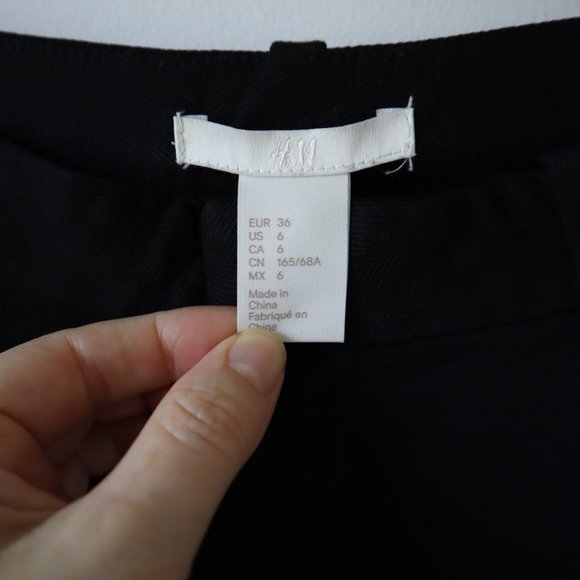 H&M Wide Leg Black Herringbone Pants, Size 6 - Picture 7 of 15